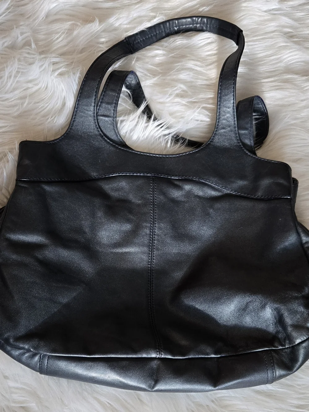 Coach Navy Leather Shoulder Bag